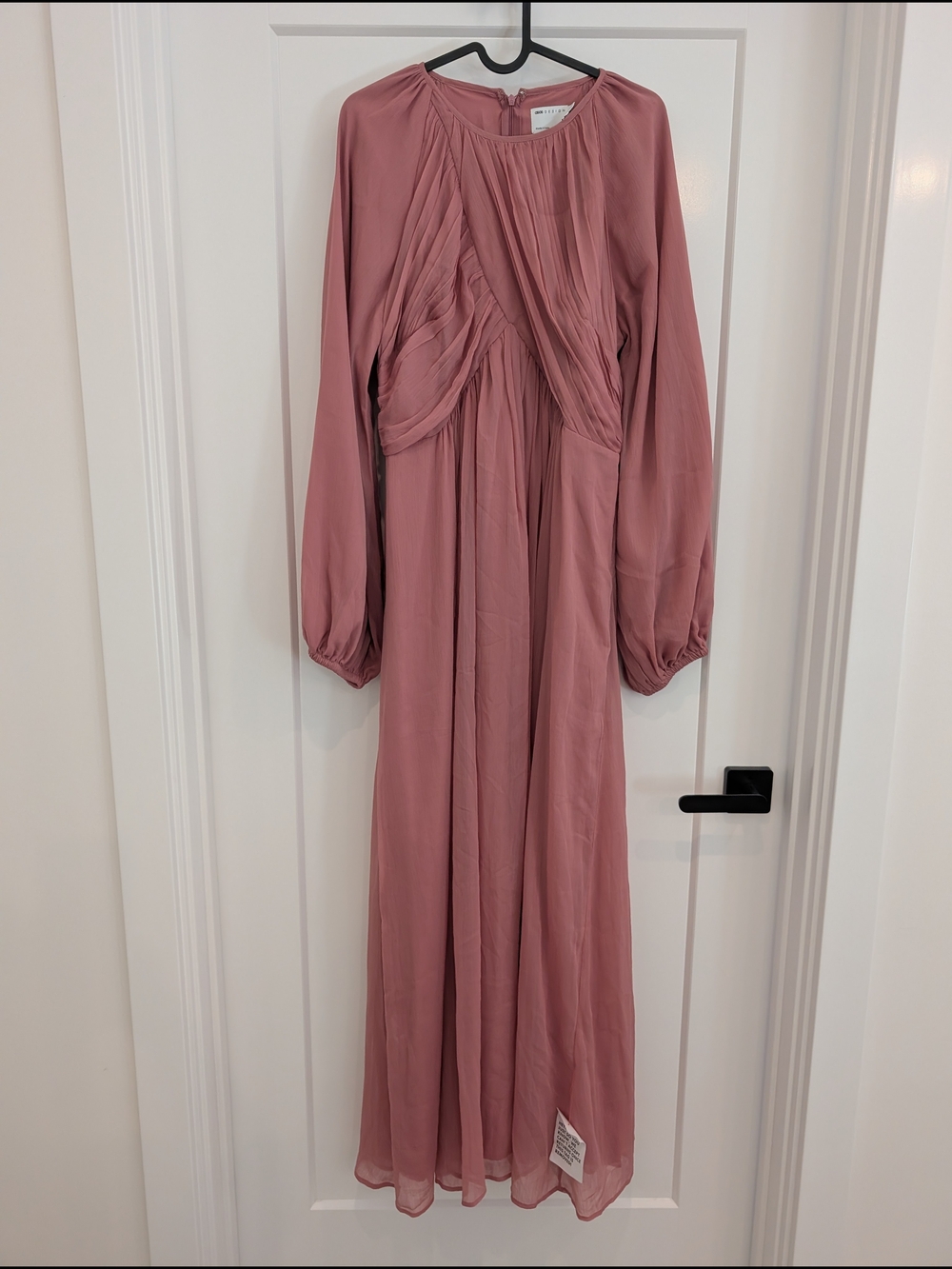 ASOS DESIGN wrap bodice balloon sleeve maxi dress, dusky Rose US 10